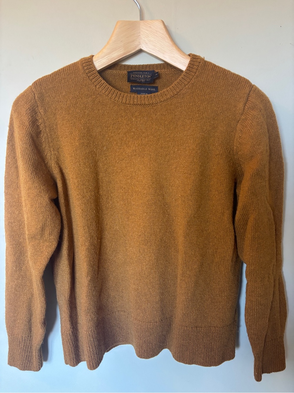 Pendleton Women’s Wool Crewneck Sweater in Mustard Brown
